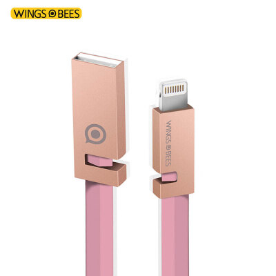 

Bee wing apple 6 6S 7 data line zinc alloy noodle line 1 m cherry powder mobile phone charger line power cord support iphone5 5s 7P SE ipad air mini