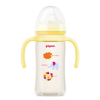 

Pigeon two-handed natural wide-bore PPSU painted plastic bottle 240ml yellow with M pacifier AA126