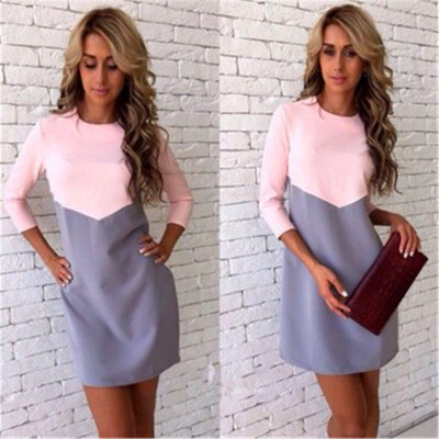 

Winter New Style Casual Dress Contrast Colour Skirt Dress Women Elegant Women Office Lady