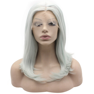 

Iwona Synthetic Hair Lace Front Should Straight Light Blue Wig