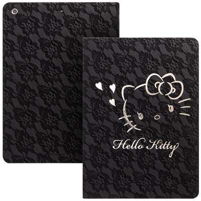 

Hello Kitty new iPad case 9.7 inch cartoon shell intelligent sleeping leather lace paragraph Hello Kitty Hello Kitty * Black