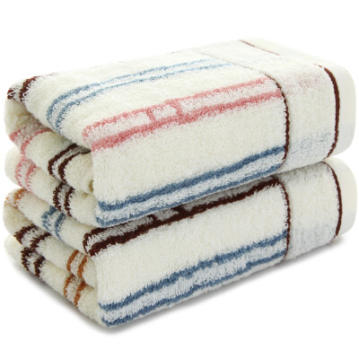 

Sanli cotton satin wave point towel 2 loaded 34 × 72cm soft absorbent face towel 100g / Teddy brown + alpaca white