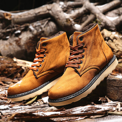 

Leisure style with velvet boots， High help and flat， Men's shoes