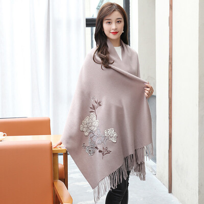 

Shanghai stock (STORY Of SHANGHAI) autumn and winter women's wool scarves thick warm shawl peony decals red