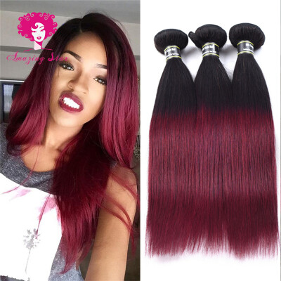 

Amazing Star Hair Brazilian Omber Straight Hair 3 Bundles Virgin Human Hair Extensions Straight Hair Weave Bundles T1B99J Soft