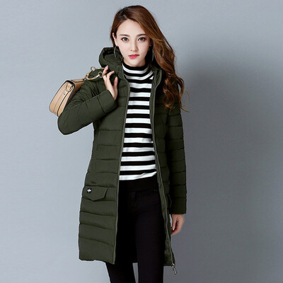 

City Plus CITYPLUS 2017 Winter new style women&39s clothing Slim hooded cotton coat in the long paragraph down jacket cotton CWMF179759 black