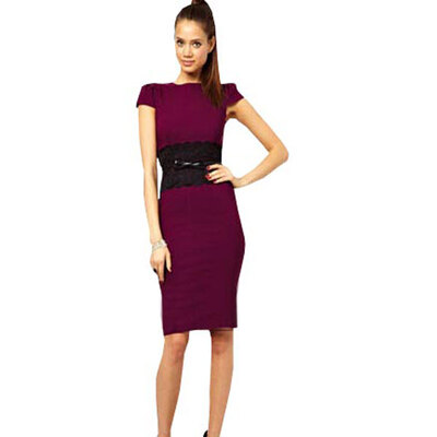 

Lovaru ™New 2015 fashion Lace collage OL package buttocks simple pure color pencil dress Dresses