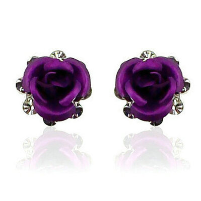 

Yoursfs® 18K Gold Plated Use Austrian Crystal Painting Purple Flower Earring