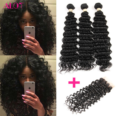 

Alot Malaysian Deep Wave With Closure 7a Deep Curl With Closure Human Hair Weave With Closure Malaysian Virgin Hair With Closure