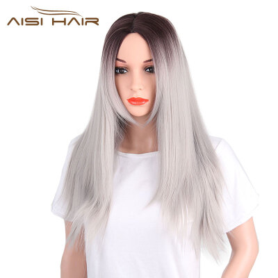 

Synthetic 7 Color Ombre Wigs for Black Women Long Straight Cosplay Grey Hair