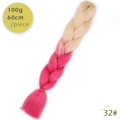 

AISI HAIR 100gpcs 24inch Kanekalon Jumbo Braids Hair Ombre Two Tone Colored Synthetic Hair for Dolls Crochet Hair