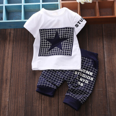 

Summer Baby Boys Clothes Casual Cotton Lovely Short Sleeve Shirt + Pant Infant Newborn Baby Suit Children Clothing