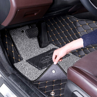

Xinjian surrounded by double-layer wire ring car mat wire ring leather double detachable car mat black rice noodle black gray silk ring