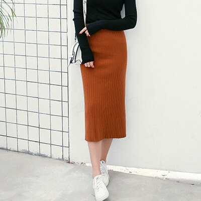 

City plus CITYPLUS 2017 autumn&winter new women&39s fashion package hip skirt in the long section of high waist Slim split knit half skirt CWQZ179465 black uniform