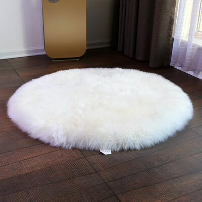 

Big round shaped 100cm real sheepskin rug for furniture upholstery, luxury New Zealand sheep skin fur ground mat ,bedside carpet