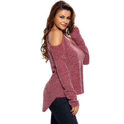 

Fall Women Women Knitted Sexy Shirt V Collar Long Sleeve Sleeve Women's Sweatshirt