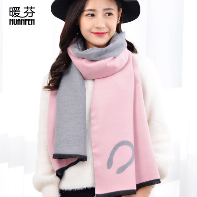 

Warm Fen NuanFen scarf female winter shawl autumn&winter bib dual-use cashmere warm printing Korean fashion cloak TS626WJA headphones light gray powder