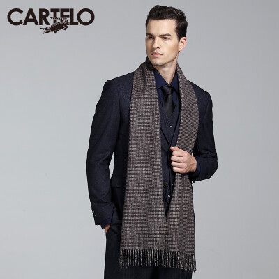 

Card Di Le Crocodile (CARTELO) cashmere scarf men simple winter fashion thick padded gift box CC57C11021 coffee Houndstooth