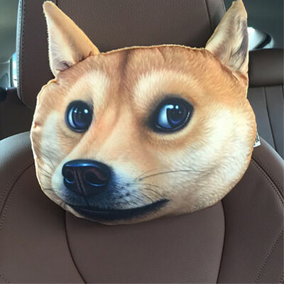 

Hua 3D animal pillow car headrest lumbar pillow cartoon creative car accessories Shar Pei