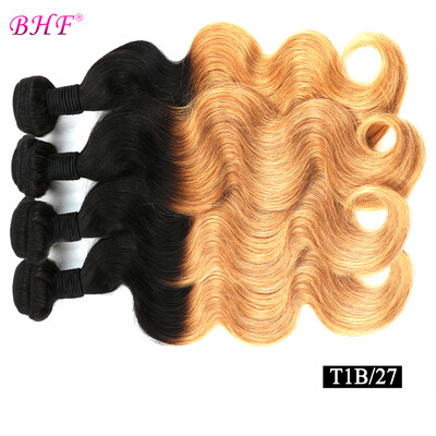 

BHF Hair Indian Virgin Remy Hair Body Wave Ombre Human Hair Two Tone Ombre T1B27 Colored Hair Weave Bundles