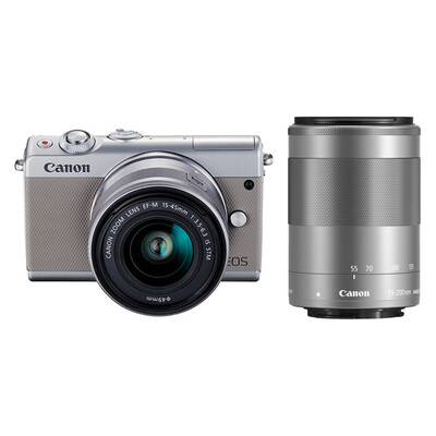 

Canon EOS M100 Micro Single Head Double Ender Gray EF- 15-45mm & EF- 55-200mm