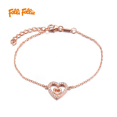

Folli Follie Ms. Fuli Li SIVLER HEART series rose gold love bracelet 3B16S029RC