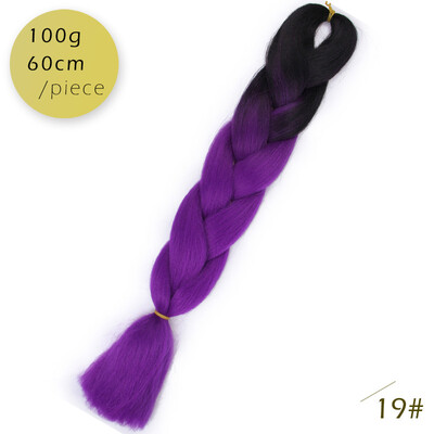 

AISI HAIR 100gpcs 24inch Kanekalon Jumbo Braids Hair Ombre Two Tone Colored Synthetic Hair for Dolls Crochet Hair