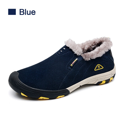 

Brand real leather mens winter snow boots warm Casual Shoes men