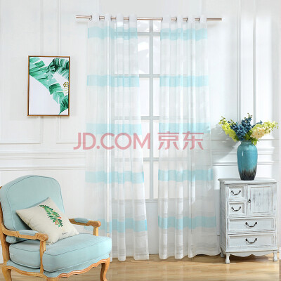 

Sky Blue Horizontal Striped Curtains for Living Room Window Sheer Curtains for Bedroom Modern Curtains for Kids Striped Tulle