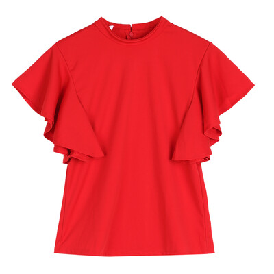 

CANIS@New Fashion Women's Summer Chiffon Ruffles Sleeves Blouse Tops T-shirt