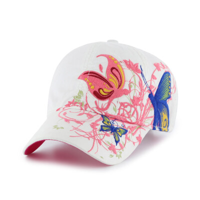 

LACKPARD Girl Butterfly Embroidered Baseball Cap Spring Summer Lady Outdoor Fashion Sunshade Hat 3 Clours