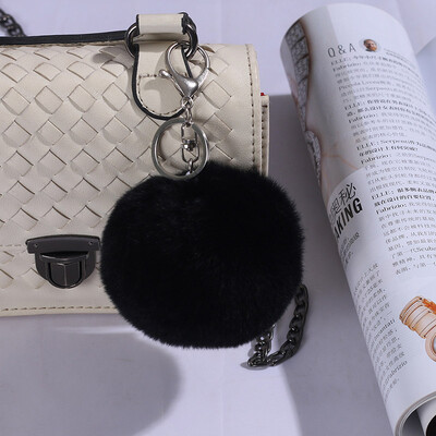 

Antarctic nanJiren car pendant jewelry rex rabbit fur ball car key ring pendant black