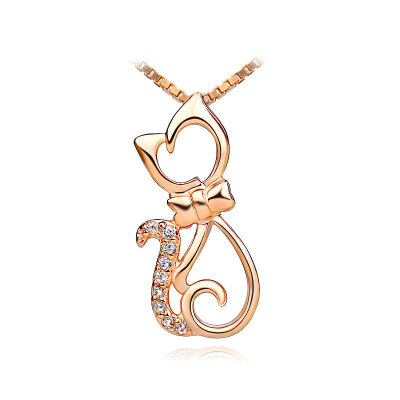 

Yoursfs® 925 Silver Rose Gold Plated Cat Pendant Necklace Fashion Silver Jewelry