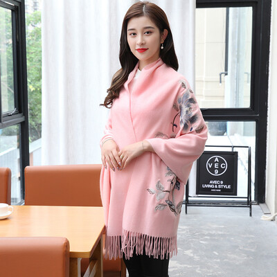 

STORY Of SHANGHAI Ladies&39 Woolen Scarf Thicker Embroidered Shawl Flower