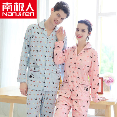 

Antarctic pajamas home service men and women couples pajamas little bear cotton can wear long-sleeved cardigan home clothing suit X675X20082-1 ​​female