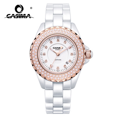 

Luxury brand Womens Bracelet Watches dazzle beauty space ceramic girls quartz wrist watch female white CASIMA6702