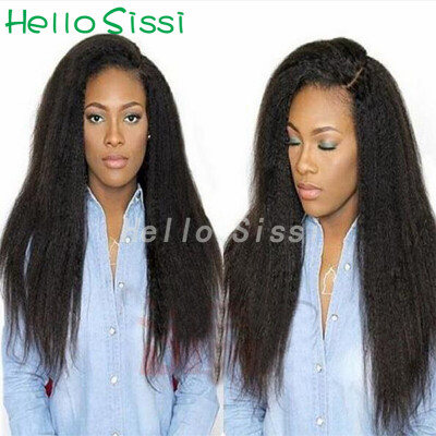 

Peruvian Remy Pre Plucked African American Kinky Straight Lace Front Human Hair Wigs With Baby Hair