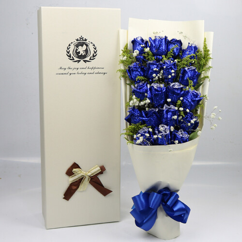 浪漫季节鲜花速递19朵红玫瑰礼盒生日礼物香槟花束全国同城花店送花北京上海广州深圳成都重庆武汉天津南京 至爱-19朵蓝色妖姬 同城配送-送花上门