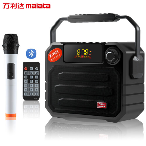 万利达（Malata）X06户外手提便携式广场舞音响蓝牙音箱可插卡U盘 带无线话筒 黑色