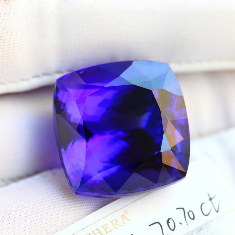TIYA Colorful Tanzanite 70.7ct 22 22 17mm Tanzanite Flawless Tanzanite Collection Grade T006A