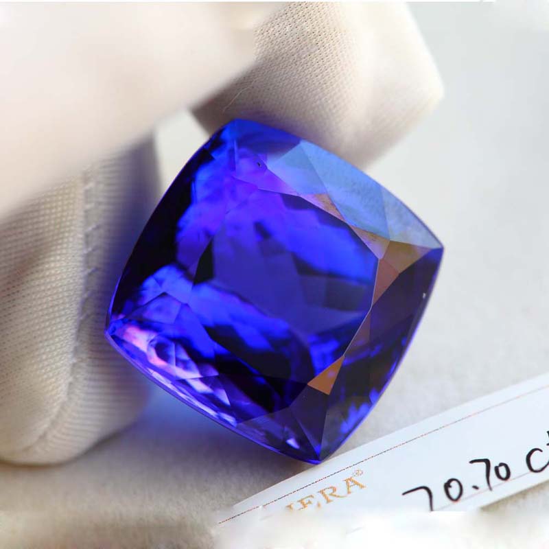 TIYA Colorful Tanzanite 70.7ct 22 22 17mm Tanzanite Flawless Tanzanite Collection Grade T006A