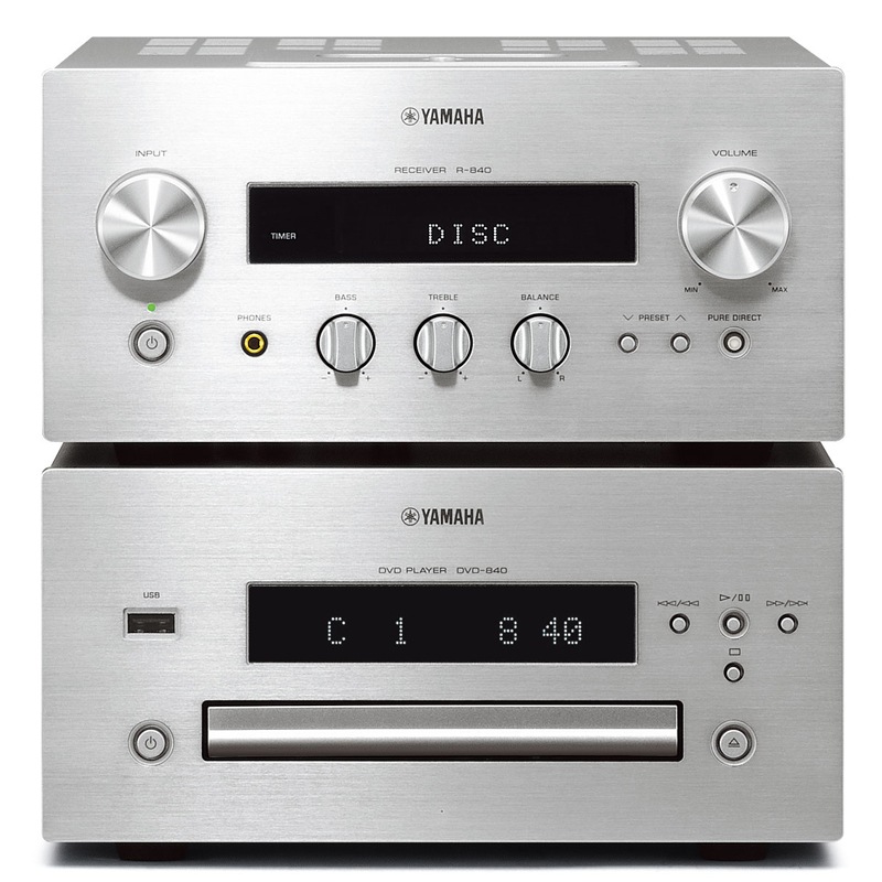 Yamaha MCR-840 Mini Desktop Audio Desktop Split DVD Combination Audio Set (Amplifier R-840) Silver