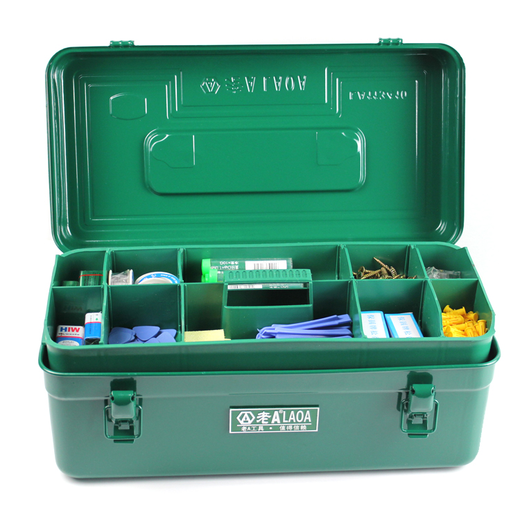 LAOA (LAOA) hardware household tool box storage box car thickened iron box square 16.5 metal tool box LA113411