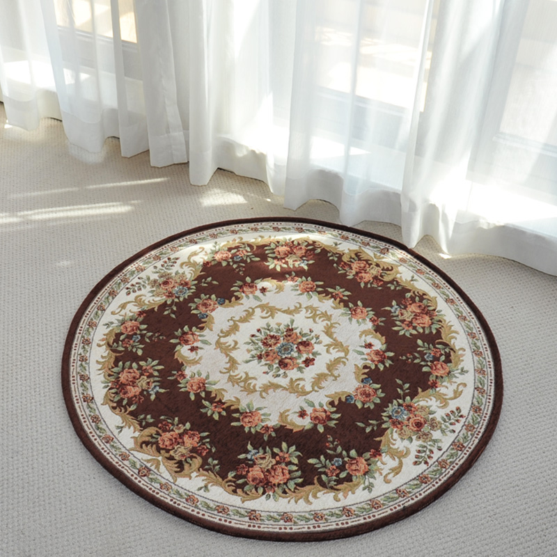 Zhonghong round study entrance floor mat living room bedroom bedside entrance entrance hanging chair hanging basket blended weave machine washable T01 brown 90*90CM round