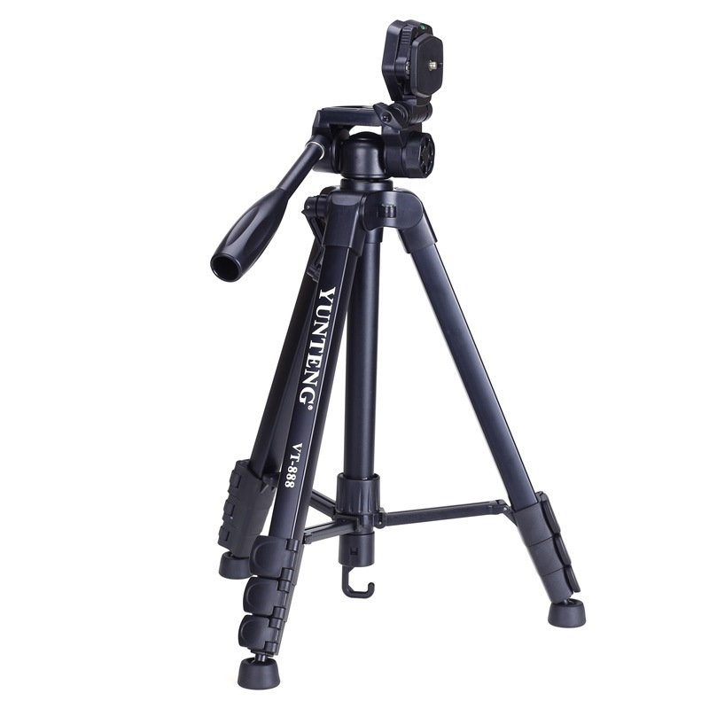 YUNTENG VT-888 Premium Portable Tripod Head Set for Mirrorless Digital SLR Cameras and Video Cameras for Travel High-Quality Aluminum Alloy Ultra-Light Tripod Black