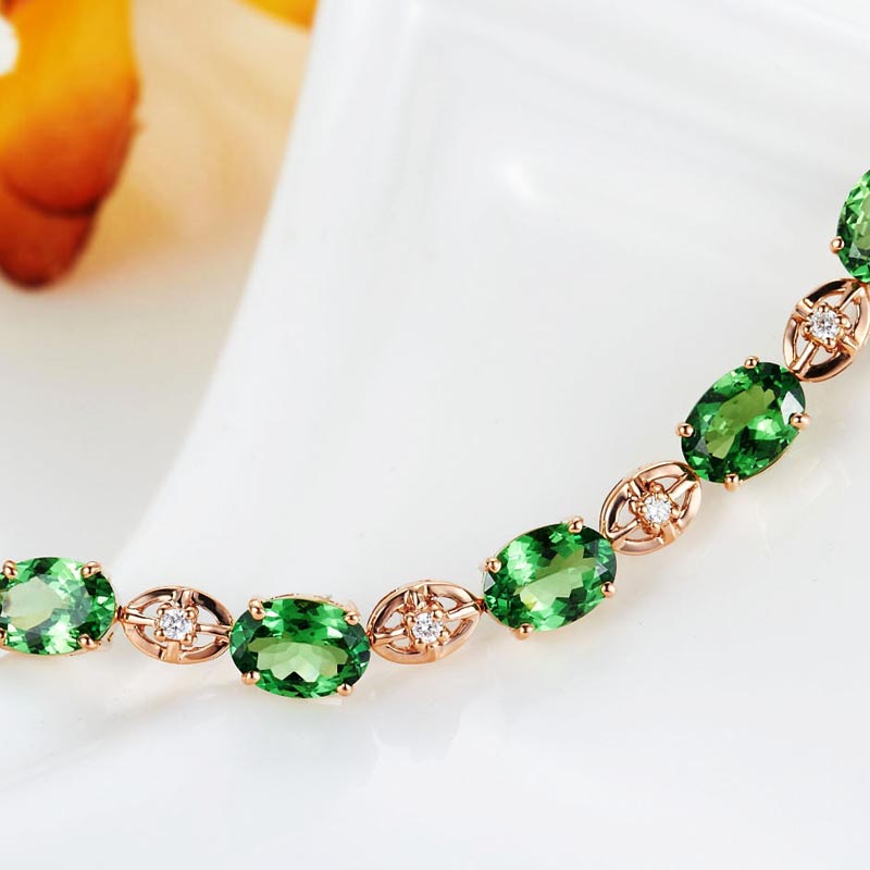 Lescreation Lisa Jewelry 4.92 carat natural tsavorite diamond bracelet 18K rose gold colored South African diamond bracelet green gemstone garnet 4.92 carat tsavorite diamond 18k gold bracelet