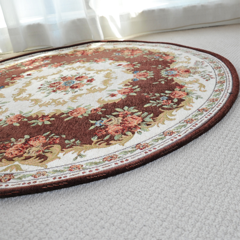 Zhonghong round study entrance floor mat living room bedroom bedside entrance entrance hanging chair hanging basket blended weave machine washable T01 brown 90*90CM round