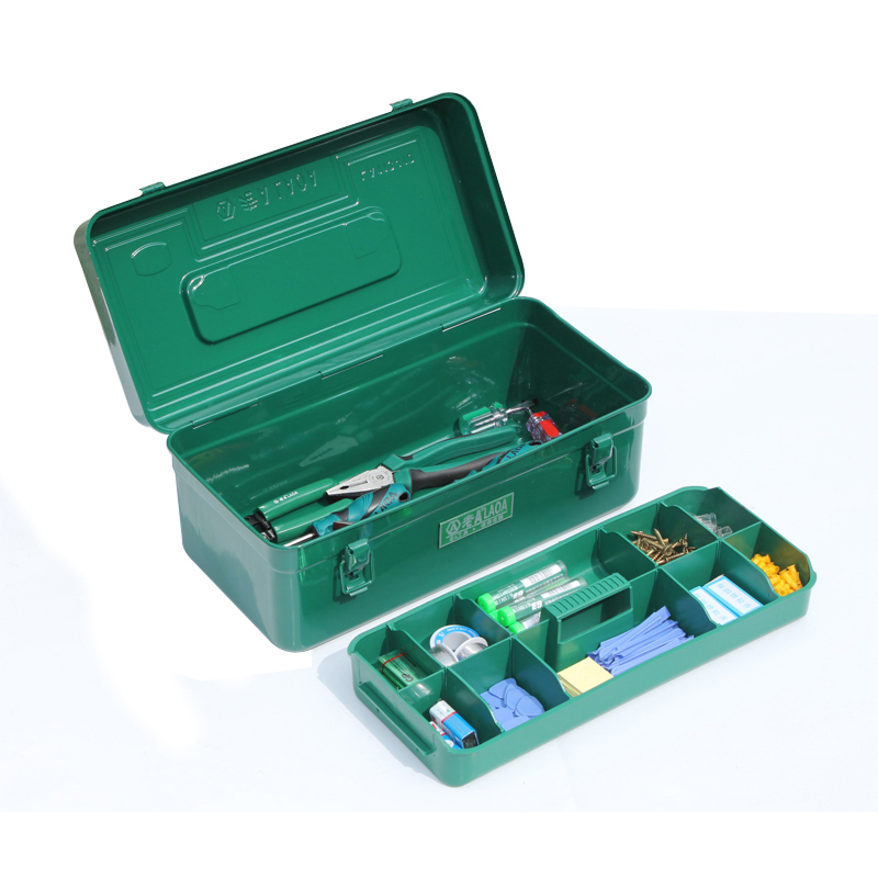 LAOA (LAOA) hardware household tool box storage box car thickened iron box square 16.5 metal tool box LA113411