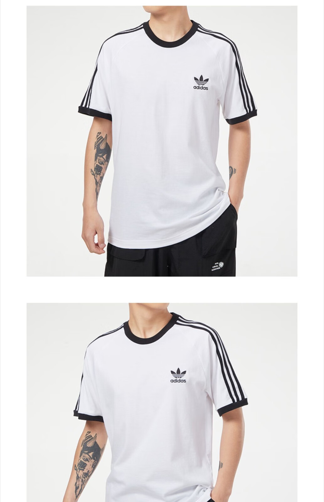 adidas阿迪达斯三叶草短袖t恤女情侣半袖春夏季新款运动白t恤纯棉圆领