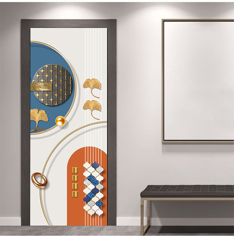 北欧门贴自粘整张防水卧室房门木门家具翻新贴纸装饰旧门推拉门hyl015